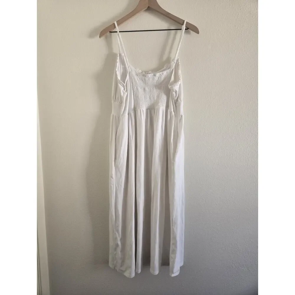 Old Navy White Milkmaid Coquette Cottagecore Prairie Midi Dress Euro Summer XL